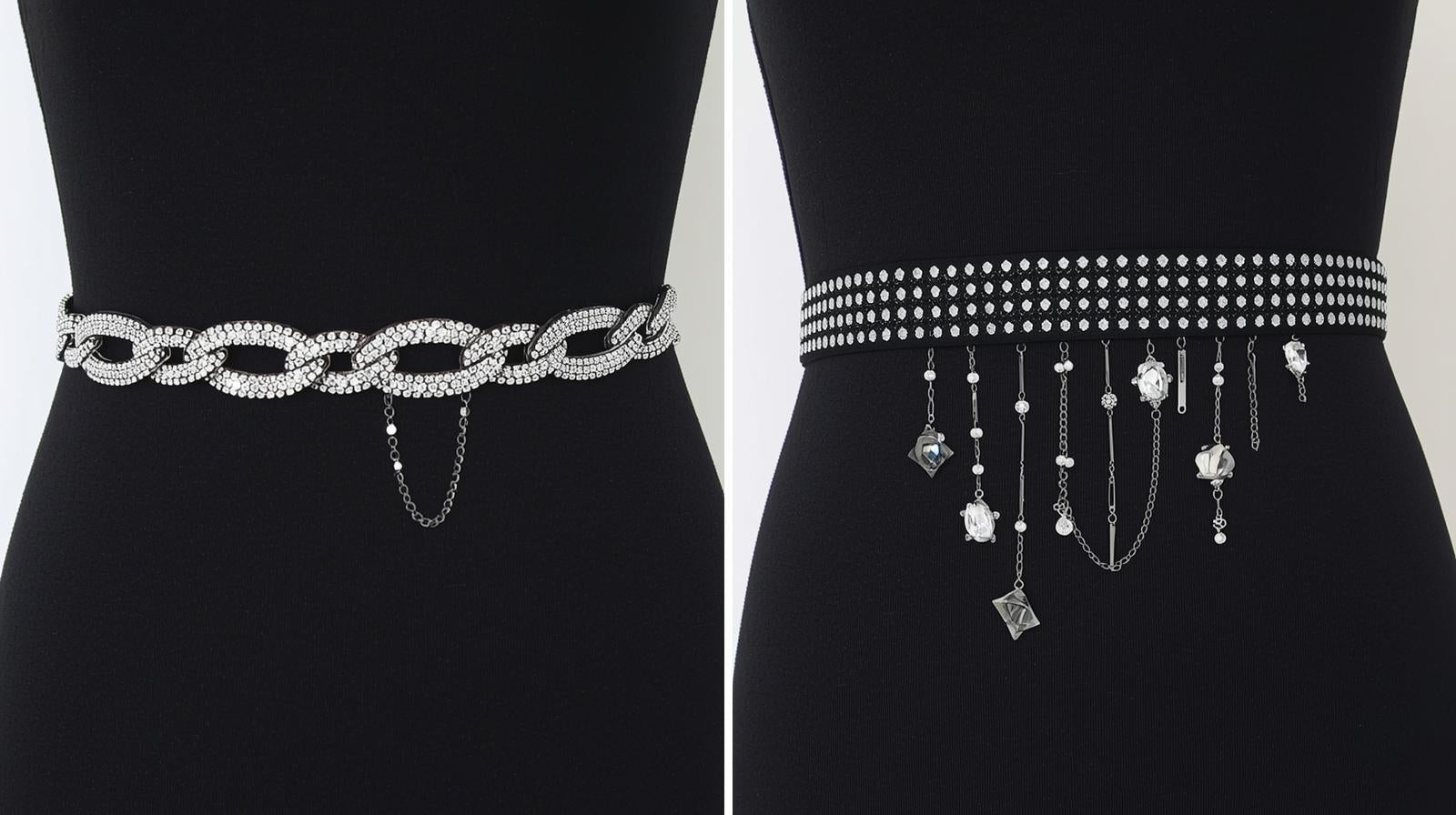 5Pcs Halloween Cosplay Waist Belt For Women - Acrylic Gems Rhinestone Belts With Adjustable Chain