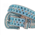 Blue Strap with Blue and Crystal Studs Rhinestone Belt-Belts-The Rhinestone Belts