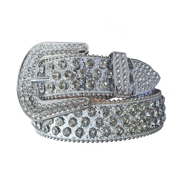 Diamond Rhinestones with Gray Glitter Strap Rhinestone Belt-Belts-The Rhinestone Belts