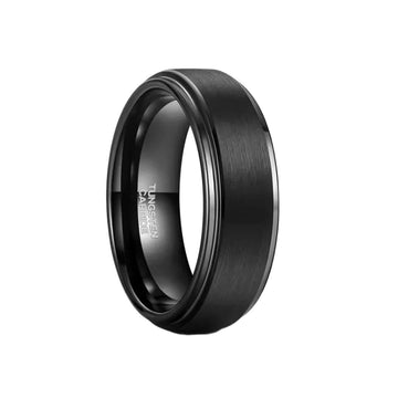 8mm Tungsten Carbide Black Brushed Wedding Ring-Tungsten Ring-The Rhinestone Belts