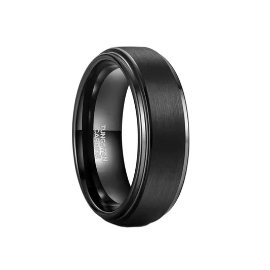 8mm Tungsten Carbide Black Brushed Wedding Ring-Tungsten Ring-The Rhinestone Belts