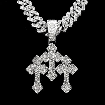 Men's Hip Hop Cross Pendant Necklace-Rhinestone Cross Pendants-The Rhinestone Belts
