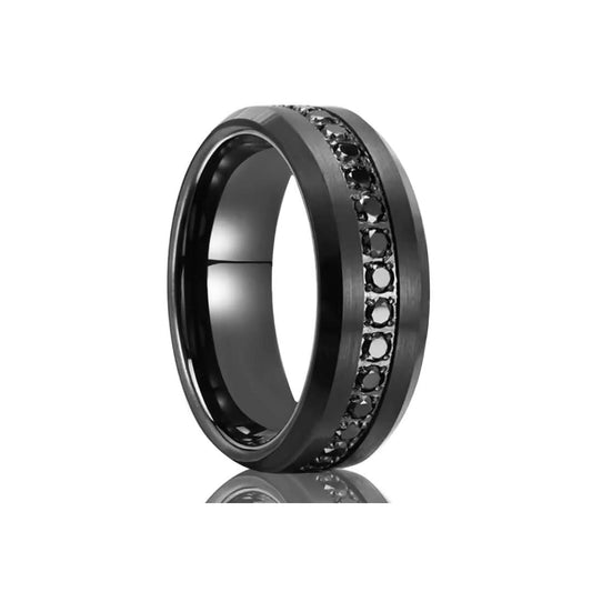 8mm Tungsten Carbide Black Zirconia Engagement Ring-Tungsten Ring-The Rhinestone Belts