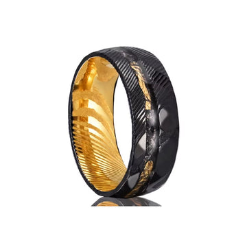8MM Black Hammered Damascus Steel-Tungsten Ring-The Rhinestone Belts