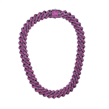 18mm Iced Ruby Brilliance Cuban Chain Premium Jewelry-Rhinestone Cuban Link Chain-The Rhinestone Belts