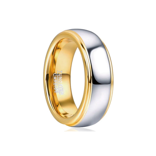 8mm Domed Tungsten Carbide Ring Gold Polished-Tungsten Ring-The Rhinestone Belts