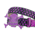 Gengar Purple Buckle Metal Black Strap with Crystal Studs Rhinestone Belt-Gengar Belts-The Rhinestone Belts