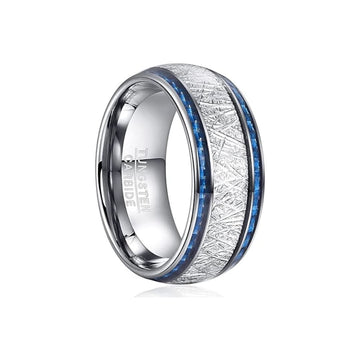 10mm Tungsten Carbide Ring Blue Carbon Fiber-Tungsten Ring-The Rhinestone Belts