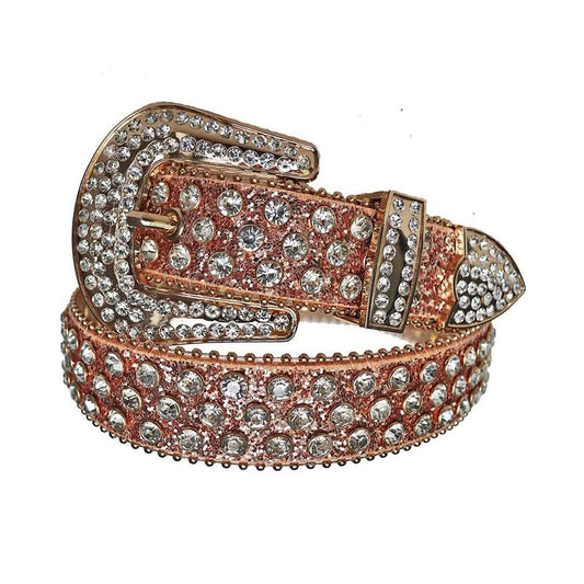 Diamond Rhinestones with Brown Glitter Strap Cowgirl Rhinestone Belt-Belts-The Rhinestone Belts