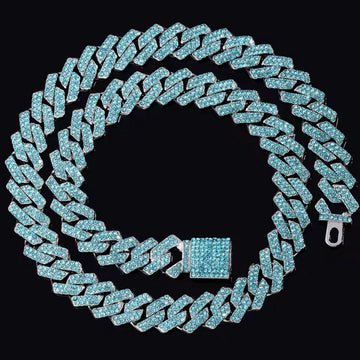 14mm Iced Out Rhinestones Cuban Link Necklace-Rhinestone Cuban Link Chain-The Rhinestone Belts
