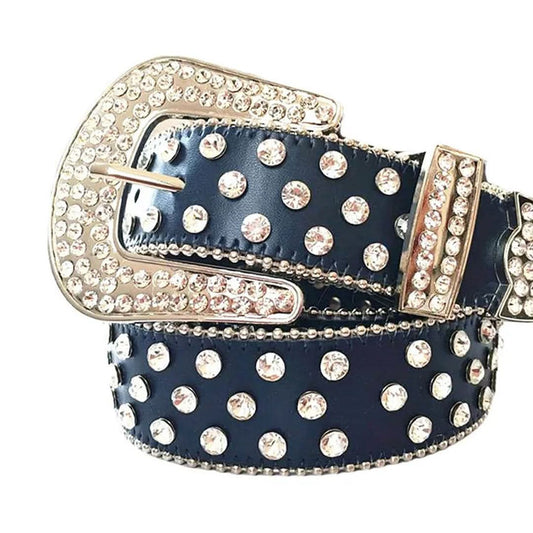 Gold Rhinestones with Black Strap Rhinestone Belt-Belts-The Rhinestone Belts
