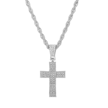 Jesus Zircon Cross Pendant Necklace-Rhinestone Cross Pendants-The Rhinestone Belts