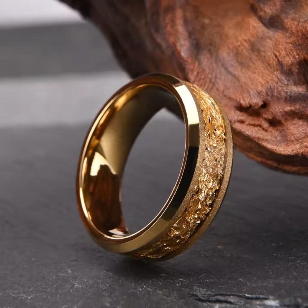 8mm Tungsten Carbide Gold Inlay Ring-Tungsten Ring-The Rhinestone Belts