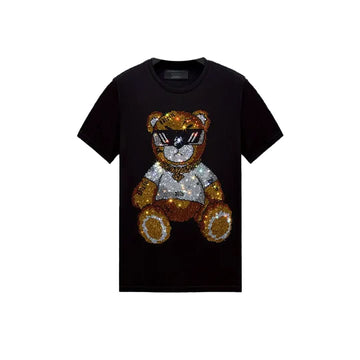 Bear Pop Style Rhinestone T-shirt-T-shirts-The Rhinestone Belts