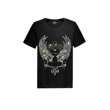 Angel Wings Black Rhinestone T-shirt-T-shirts-The Rhinestone Belts