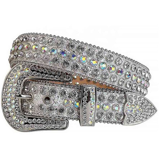 Silver Strap with Silver Studs Rhinestone Belt-Belts-The Rhinestone Belts