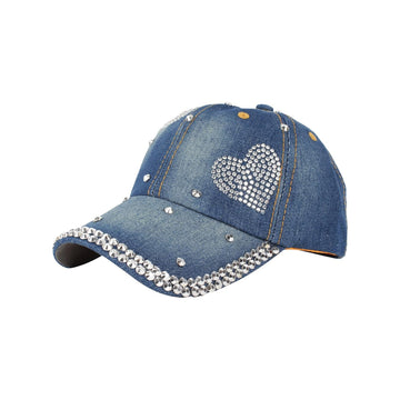 Heart Studded Rhinestone Cap-Caps-The Rhinestone Belts