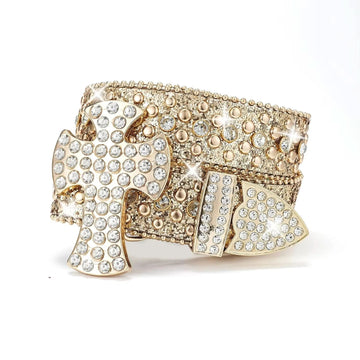 Gold Cross Buckle Rhinestone Belt