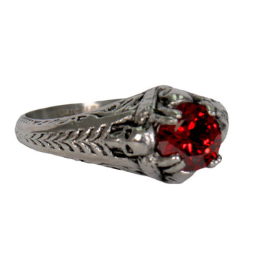 Women’s Red Solitaire Stone Stainless Steel Ring