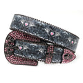 Skull Buckle Spider Strap with Pink Studded Design Rhinestone Belt-Belts-The Rhinestone Belts