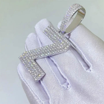 Custom Moissanite Initial Charm – Sleek Silver Finish