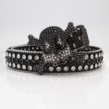 Gengar Buckle with Black Strap and Crystal Studs Rhinestone Belt-Belts-The Rhinestone Belts