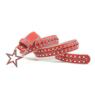 Red Rhinestone Belt with Star Charm Buckle