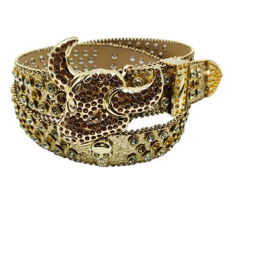 Bull Head Rhinestone Belt