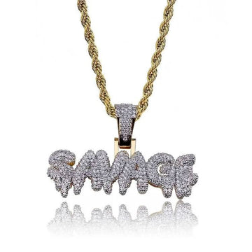 Personalized Iced Out CZ Name Necklace Drip Bubble Font with Rope Chain