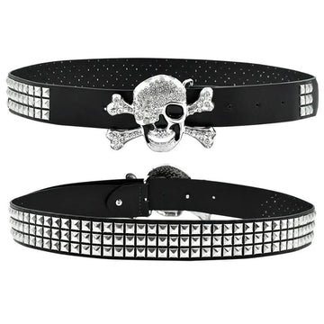Black Punk Rock Skull Gothic Rhinestone Belt