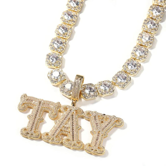 Rhinestone Custom Letters Necklace-Rhinestone Custom Name Necklace-The Rhinestone Belts