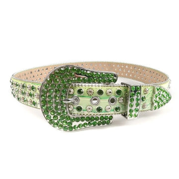 Green Rhinestone Western Belt with Starburst Studs