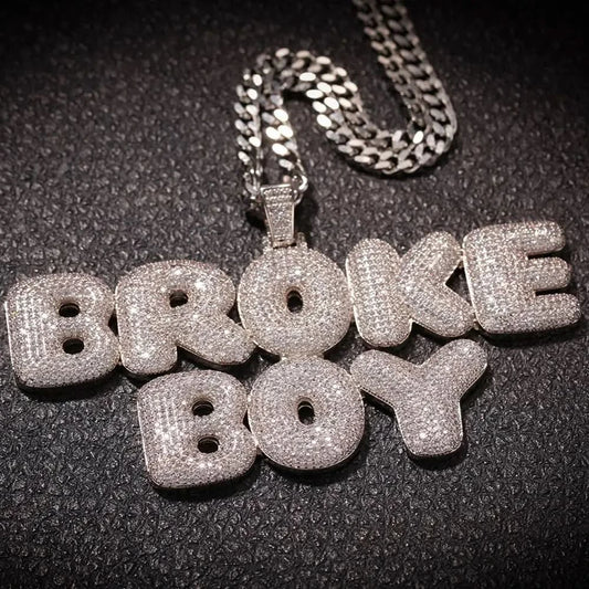 Bubble Letters Rhinestone Name Necklace-Rhinestone Custom Name Necklace-The Rhinestone Belts