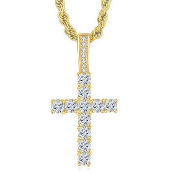 Hip Hop Gold Cross Pendant Necklace Iced-Out Statement Jewelry for Men & Women