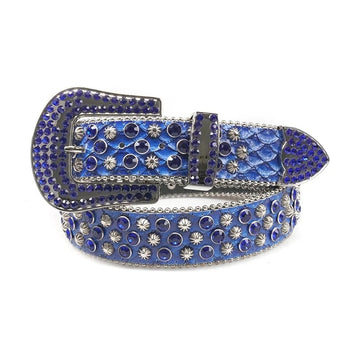 Starburst Stud and Blue Crystal Rhinestone Texure Belt