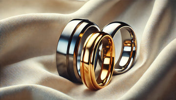 Close-up of a scratch-resistant tungsten ring, showcasing its durability.