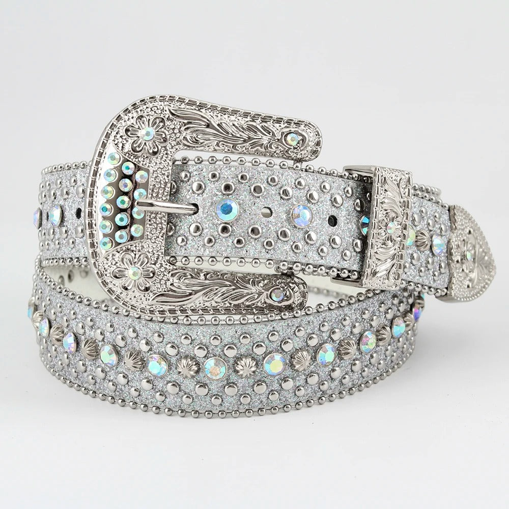 Engraved Rhinestone Belts
