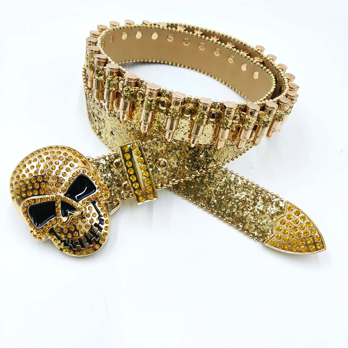 Bullet Rhinestone Belt – Bold Studs, Black Shine, Free Shipping