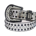 Diamond and Black Rhinestones with Silver Strap Rhinestone Belt-Belts-The Rhinestone Belts