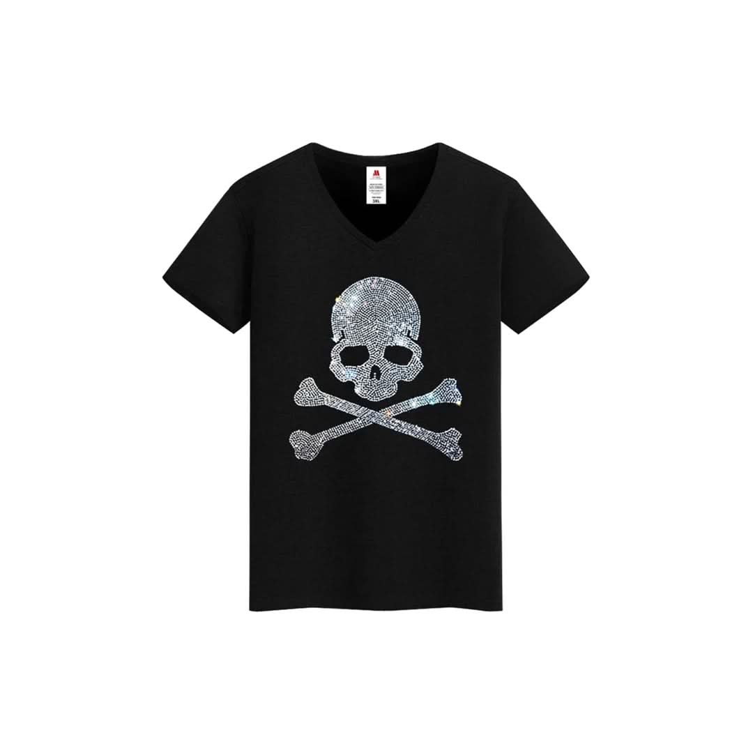 Pirates Skull Rhinestone T-shirt-T-shirts-The Rhinestone Belts