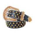 Orange Rhinestones with Black Strap Rhinestone Belt-Belts-The Rhinestone Belts
