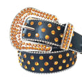 Orange Rhinestones with Black Strap Rhinestone Belt-Belts-The Rhinestone Belts