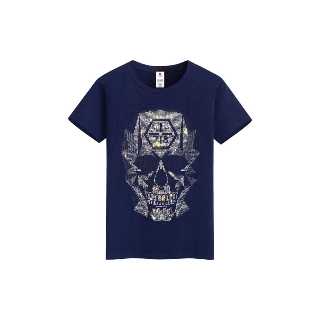 Slim Fit Skull Black Rhinestone T-shirt-T-shirts-The Rhinestone Belts