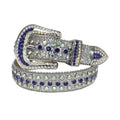 Blue and Chromatic Rhinestones with Silver Glitter Strap Rhinestone Belt-Belts-The Rhinestone Belts