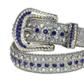 Blue and Chromatic Rhinestones with Silver Glitter Strap Rhinestone Belt-Belts-The Rhinestone Belts