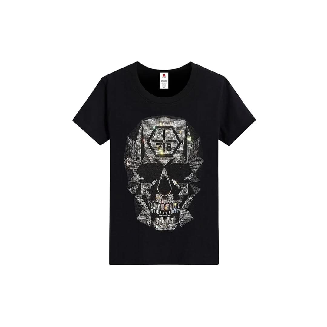 Slim Fit Skull Black Rhinestone T-shirt-T-shirts-The Rhinestone Belts