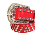 Diamond Rhinestones with Red Strap Rhinestone Belt-Belts-The Rhinestone Belts
