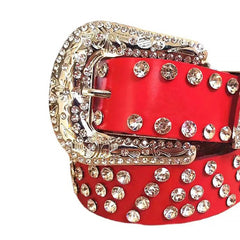 Diamond Rhinestones with Red Strap Rhinestone Belt