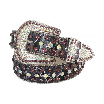 Wine and Chromatic Rhinestones with Black Strap Rhinestone Belt-Belts-The Rhinestone Belts