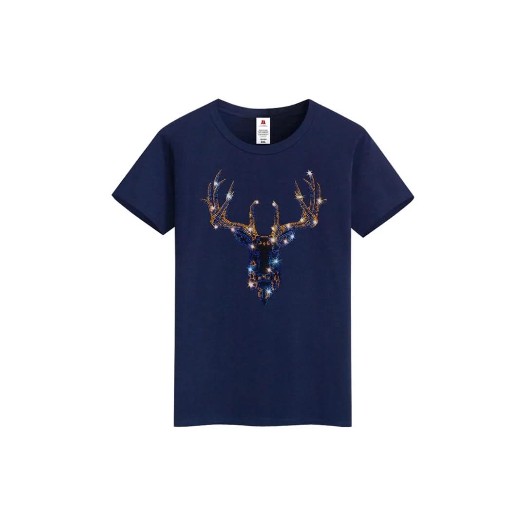 Markhor Print Rhinestone T-shirt-T-shirts-The Rhinestone Belts